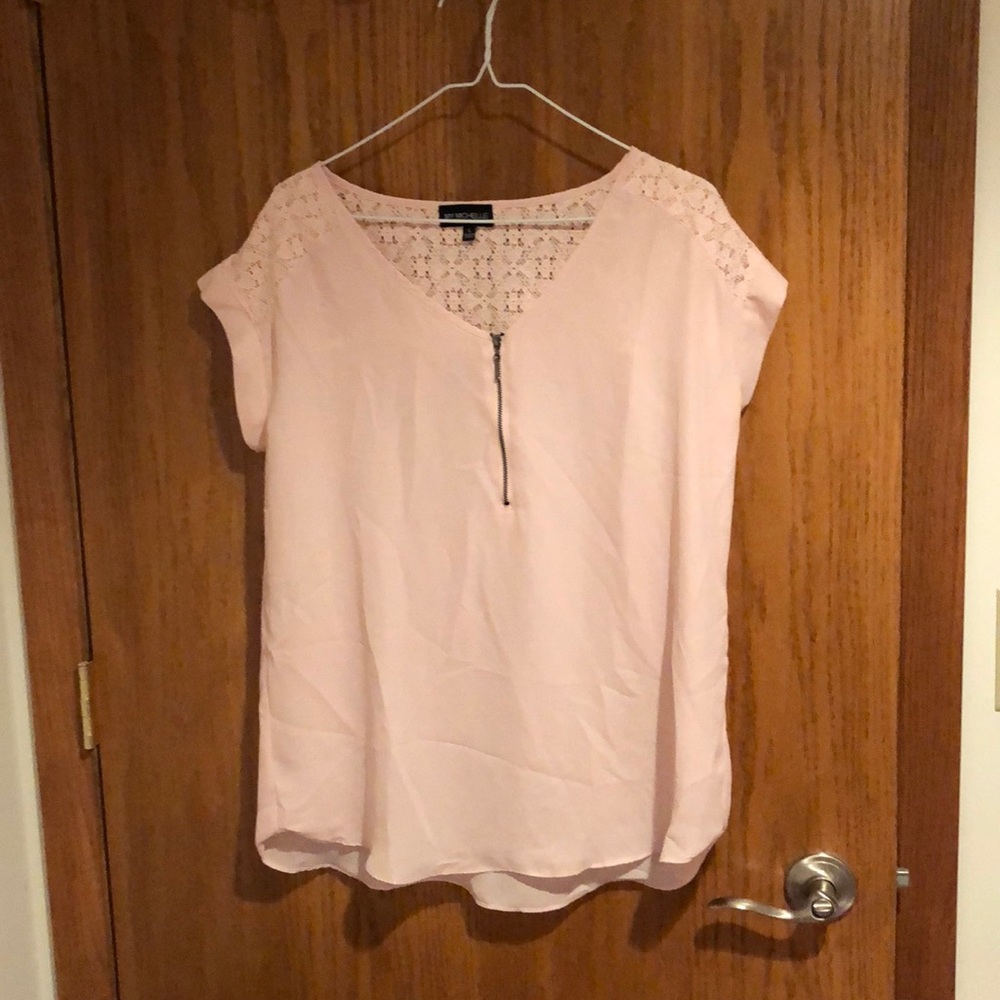 🍓Blush Colored Zip Up Blouse